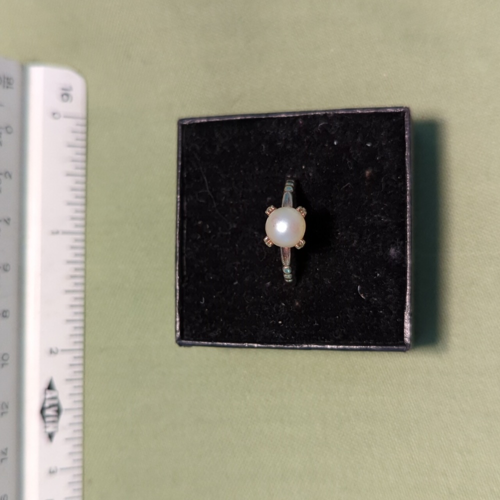 10K gold filled faux pearl ring